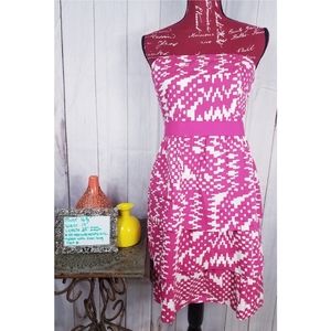 Banana Republic Pink & White Strapless Dress Sz 8
